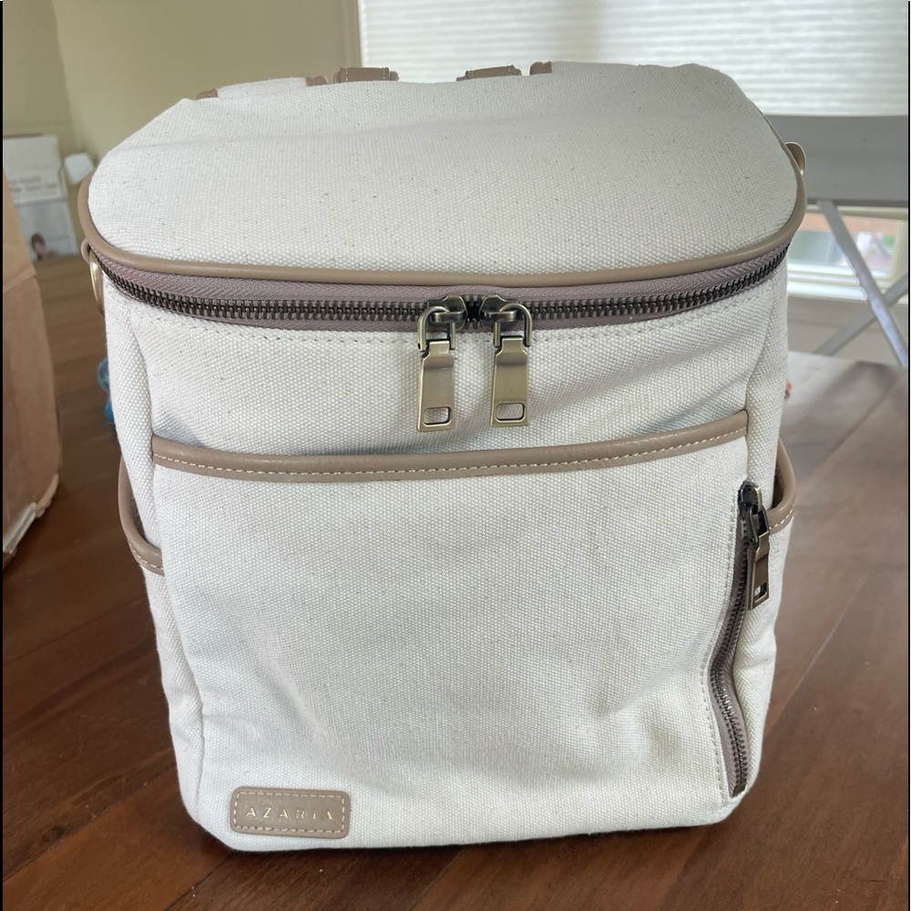 Azaria petite cream canvas diaper bag